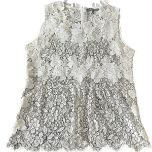 Blue Tassel Medium White Lace Floral Dress